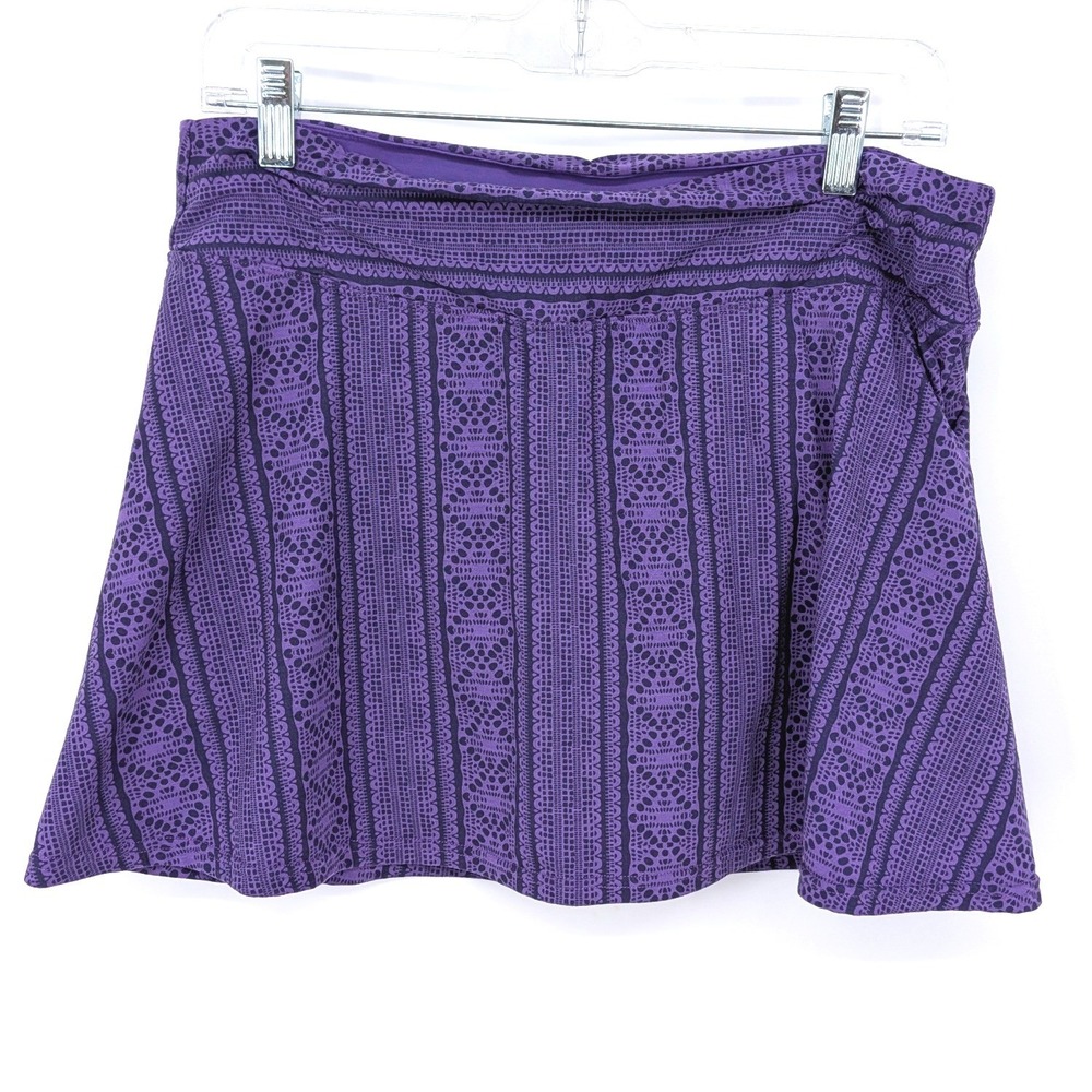 Prana Skort Women Large Purple Geometric Casual Mini Athletic Activewear Outdoor